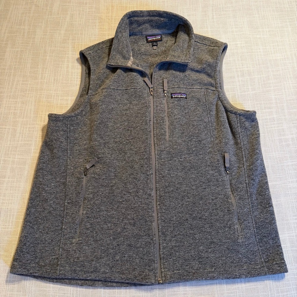 Patagonia Synchilla Fleece Vest Mens XL Heather Grey Full Zip Mock Neck Gorpcore - Picture 1 of 7